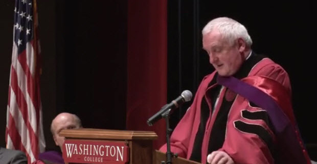 Bertie Ahern accepting his honorary degree from Washington College